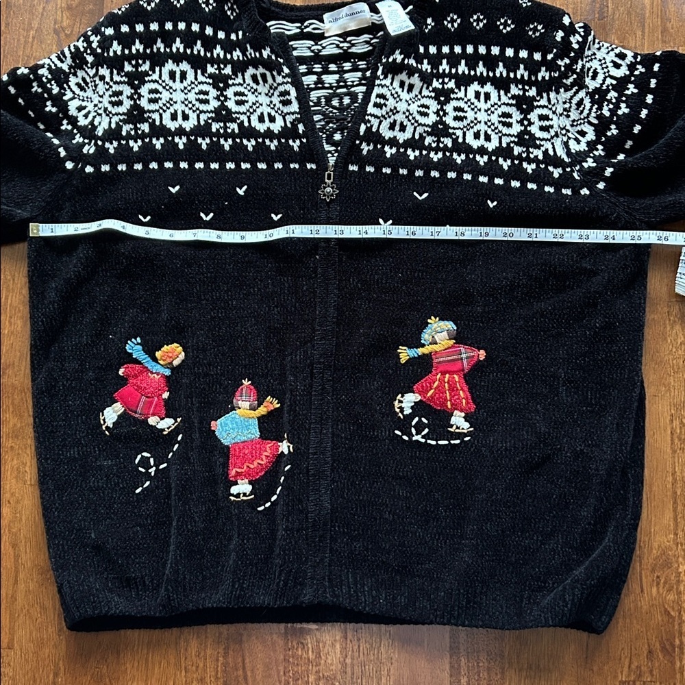Alfred Donner womens cozy knit winter ice skating full zip cardigan sweater 2X - Picture 7 of 8